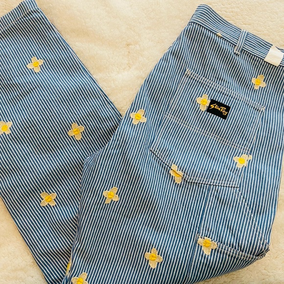 🌼🤍NWT STAN RAY Mens Daisy embroidered Hickory Painter Pants 38X32 SOLDOUT!🤍🌼 - Picture 4 of 11